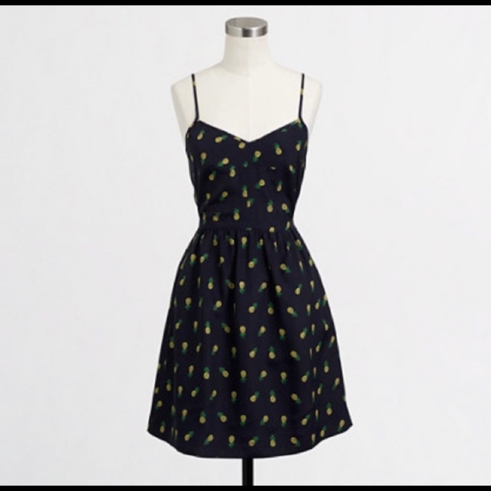 J. Crew preppy pineapple spaghetti strap dress